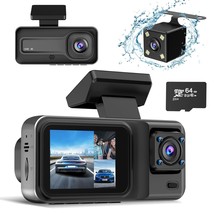 3 Channel , Dash Camera For Cars With Free 64Gb Sd Card, 4K+1080P+1440P Dash Cam - £101.53 GBP