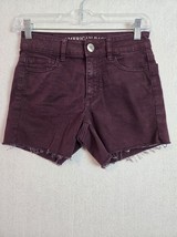 American Eagle Denim Womens Hi-Rise Shortie Shorts Size 0 Burgundy - £9.78 GBP