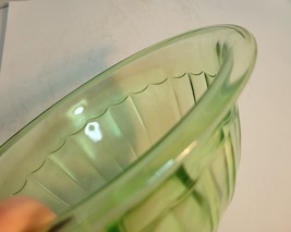Green Uranium 8" Bowl Ribbed Pattern Rolled Edge image 6