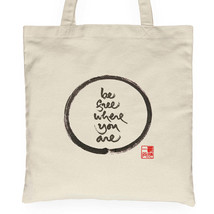 Thich Nhat Hanh Calligraphy Tote Bag Be Free Where You Are Handbag Cotto... - £13.15 GBP