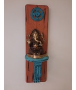 Vintage Gallery Brass Idol Lord Ganesh Wood Wall Art Religious Good Luck... - €272,02 EUR