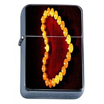 Candle Heart Flip Top Oil Lighter Em1 Smoking Cigarette Silver Case Incl... - $8.95