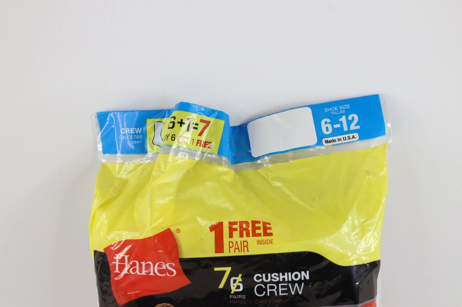 Deadstock Vintage Y2K Hanes Adult Shoe 6-12 Pack of 6 Crew Socks White Item image 2
