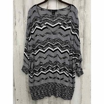 Lane Bryant Sweater Women’s Size 22/24 Black White Zigzag V-neck 3/4 Sleeve - £13.48 GBP