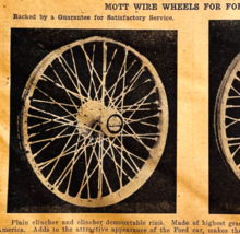 1917 Mott Ford Wire Wheels Automotive Advertisement Chas Miller Automobi... - $24.99