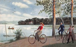 LAKE-1914 Friedrich Eyfried Published Artist Men &amp; Women Side Bicycle-
show o... - £9.39 GBP