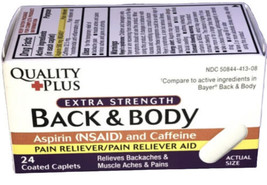 NEW-Quality Plus Extra Strength Back &amp; Body, 24-ct. Bottle-SHIP N 24 HOURS - £6.13 GBP
