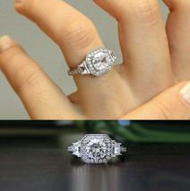 2.55Ct Round Cut Simulated Diamond 14K White Gold Halo Engagement Ring in Size 7 - £180.24 GBP