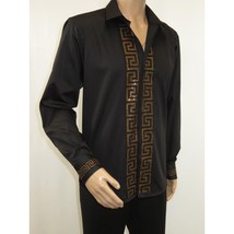 Men CEREMONIA Turkey Shirt 100% Cotton Fancy Rhine Stones #TSV 15 Black Slim Fit image 3