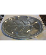 Vintage Silverplated Oval Meat Tray with Spoon rests, Tree Design - £28.29 GBP