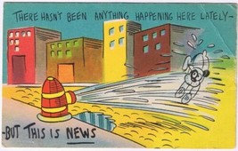 Postcard Comic Nothing Happening Here But This Is News Dog Fire Hydrant - £3.15 GBP