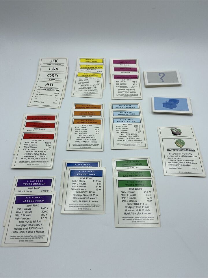 Monopoly Electronic Banking 28 Replacement Title Deed Cards 16 Comm. 16 ...