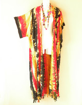 CD538 Tie Dye Batik Cardigan Duster Beach Kimono Maxi Dress Wrap 2X, 3X, 4X &amp; 5X - £23.52 GBP