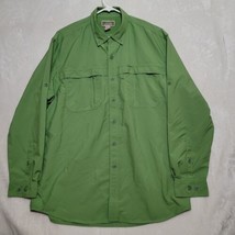 Duluth Trading Fishing Shirt Men&#39;s XLT Solid Green Long Sleeve - £20.51 GBP