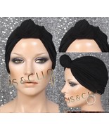Black Knotted Turban Head Wraps Pre Tied Bonnet Women or men Scarf Chemo... - $316.26 MXN