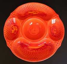 Vtg Marcia of California MCM pottery orange yellow glaze appetizer tray chip dip - £39.04 GBP
