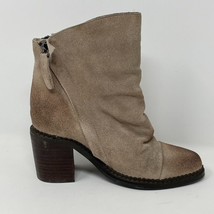 Sbicca Womens Taupe Suede Leather Slouch Front Side Zip Heel Bootie, Size 6 - $23.71