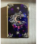Purple Moon and Stars Fantasy Image Flip Top Oil Lighter Windproof - $271.93 MXN