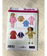 2007 Simplicity Sewing Pattern 3551 18&quot; Doll 8 Pc Wardrobe Jacket Skirt ... - £11.74 GBP