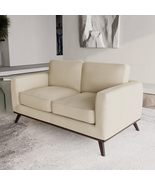 LeisureMod Chester Modern Leather/Mesh Loveseat Couch with Birch Wood Ba... - $841.82+