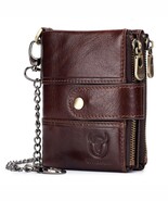 BULLCAPTAIN Leather Bifold Wallet for Men with Anti-theft Chain - $607.08 MXN