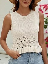 Openwork Round Neck Sweater Vest - £21.00 GBP