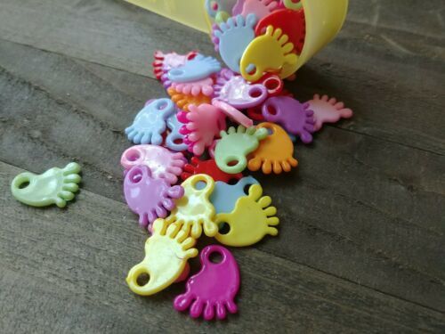 20 Baby Feet Charms Acrylic Pendants Assorted Lot Shower Favors Decor - $1.15