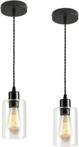 Farmhouse Pendant Light Fixture Industrial Black Glass Hanging Kitchen Island 2 - £33.49 GBP