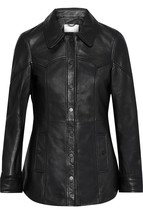 Womens Black Leather Jacket Shirt 100% Lambskin Size XS S M L XL XXL Custom Made - £99.10 GBP