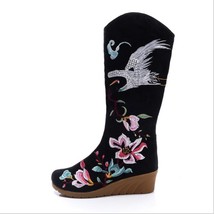 Spring Autumn New National Style Retro Wedges Height Increasing Embroider Canvas - £45.15 GBP