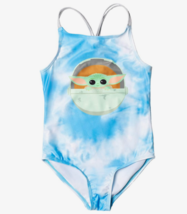 BABY YODA STAR WARS Girls One Piece Swimsuit Tie Dye Blue Size 5/6 $32 -... - $8.99