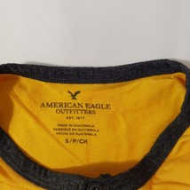 American Eagle Outfitters Women's Yellow & Gray 3/4 Sleeve Henley T-Shirt Small image 3