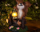 Solar Garden Statue Squirrel Figurine - Garden Art with Solar Lights for... - $31.75