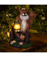 Solar Garden Statue Squirrel Figurine - Garden Art with Solar Lights for... - £24.83 GBP