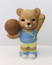 Homco Miniature Teddy Bear Figurine Boy Basketball Sports #1408 Porcelain 2 1/2&quot; - £8.79 GBP