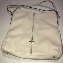 Anne Klein Off White Pebbled Faux Leather Double Handled Purse Tote Handbag - £7.88 GBP
