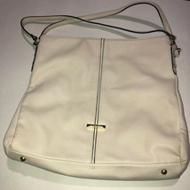 Anne Klein Off White Pebbled Faux Leather Double Handled Purse Tote Handbag - $9.89