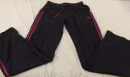 ADIDAS BLACK AND PINK WOMENS STRAIGHT LEG SOCCER ATHLETIC SPORTS SWEAT P... - £15.50 GBP