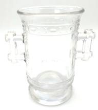 Vintage Glass Spooner White Clear Glass Footed 5 Inches Height With Handle - £27.99 GBP