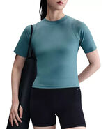 Nike Women&#39;s Zenvy Rib Dri-FIT Short-Sleeve Top Smokey Blue Size XS Yoga... - €29,82 EUR