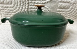 Vintage Le Creuset Enzo Mari La Mama Green #25 Oval Baking Oven Pan With... - $140.24