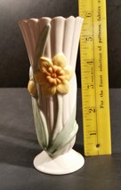 Vintage Lenox Small 5.75 inch tall Gold Rimmed Daffodil relief bud vase - $9.99