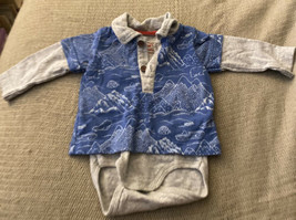 Baby Boy One Piece Outfit Blue &amp; Gray longsleeve - £2.65 GBP