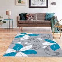 Rugs Area Rugs 5x7 Rugs Carpets Large Floor Gray Blue Floral Living Room Rugs ~~ - £77.84 GBP