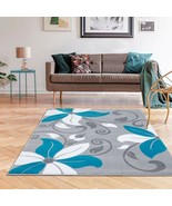 RUGS AREA RUGS 5x7 RUGS CARPETS LARGE FLOOR GRAY BLUE FLORAL LIVING ROOM... - £77.67 GBP
