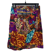 Vintage New York Studio Silk Mini Skirt Faux Wrap Size M Paisley 90s Y2K... - £31.61 GBP