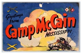 Large Letter Greetings From Camp McCain Mississippi MS Linen Postcard R14 - £38.37 GBP