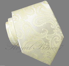 New Men&#39;s Formal Microfiber Necktie Paisley Wedding champaign Canary Yellow - £7.83 GBP