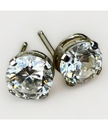 DIAMONIQUE 14K White Gold DQ CZ Stud Pierced Earrings- MEXICO- 0.8 Grams... - $51.84