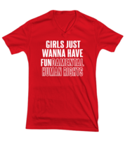 Inspirational TShirt Girls Just Want To Have Fun Red-V-Tee  - £18.34 GBP